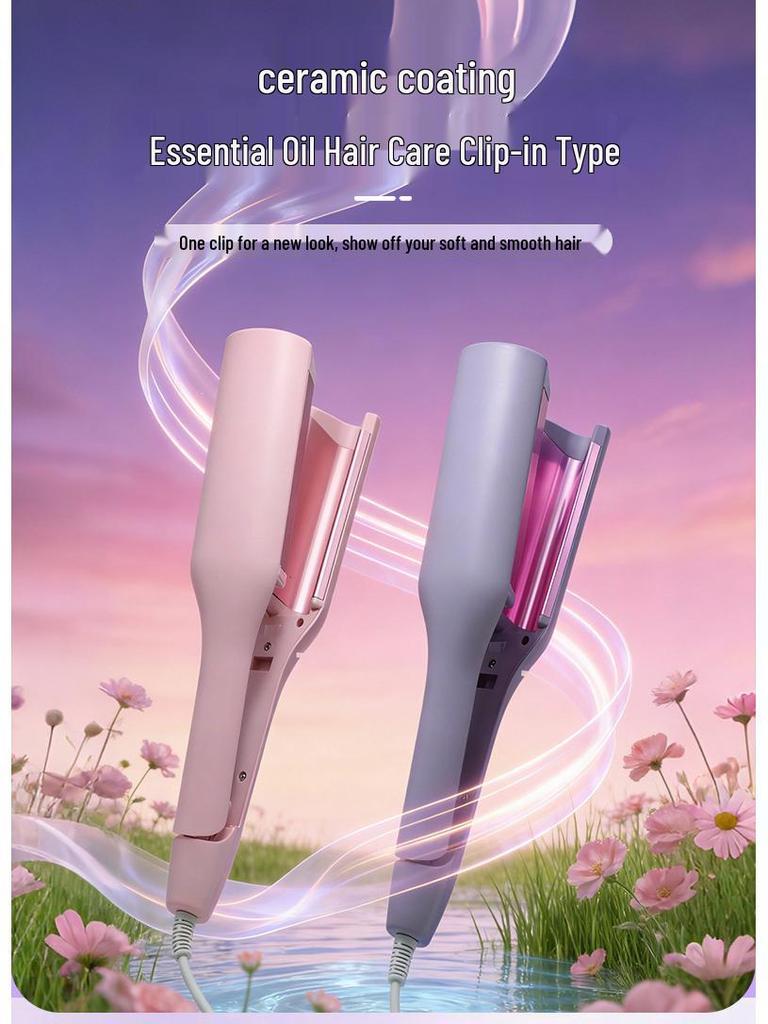 French Egg Roll Curling Iron: Water Wave & Big Curl Crimper with Negative Ion Technology