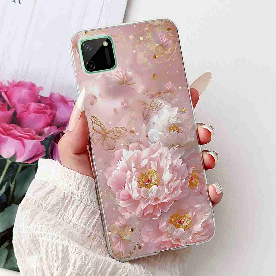 For Oppo Realme C11 6.5" Case Colorful Butterfly Soft Silicone TPU Cover For Realme c11 C11 RMX2185 Fashion Flower Phone Cases