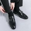 New High Quality Men's Leather Oxfords Black Purple Slip-on Loafers Man Shoes Wedding Office Business Formal Dress Casual Shoes