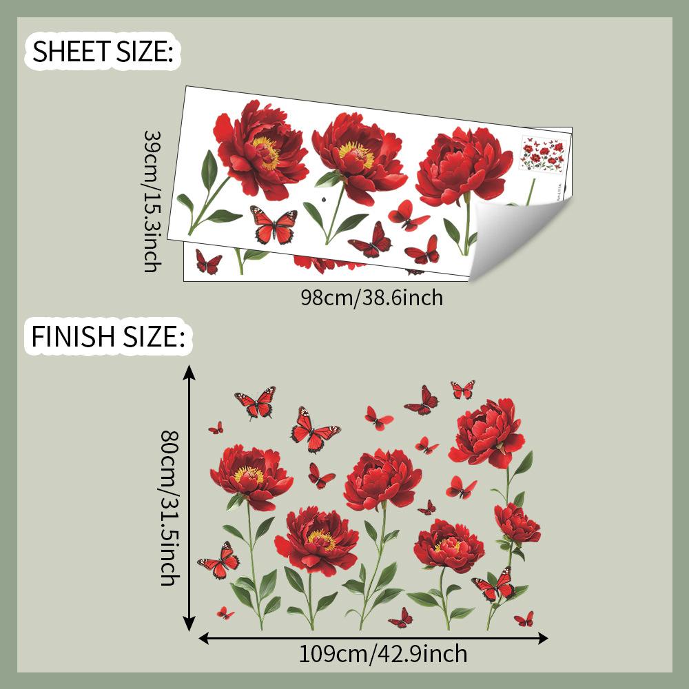 

Красная бабочка красный цветок спальня гостиная прихожая домашний фон украшение настенные наклейки