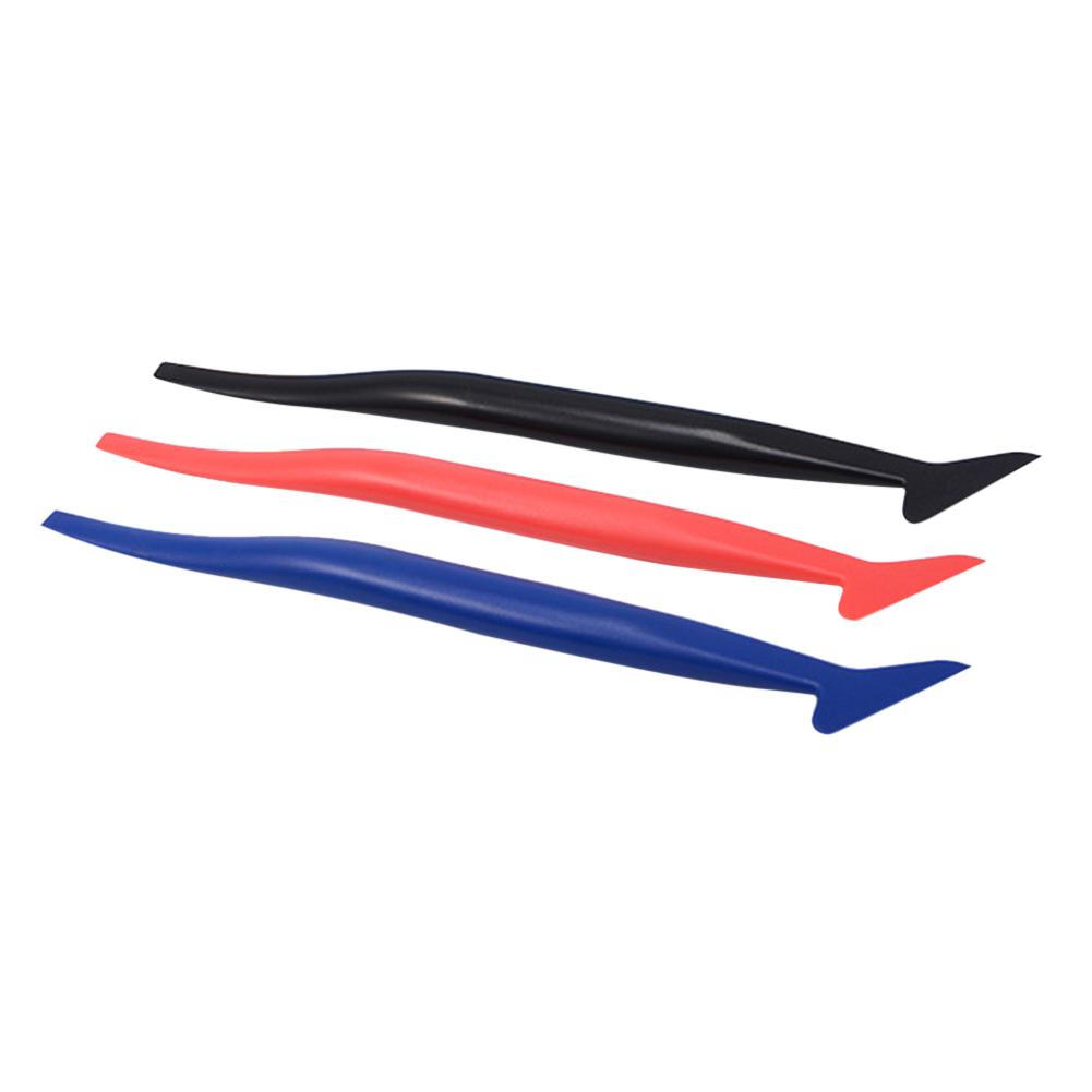 3Pcs Vehicle Stickers Vinyl Wrap Tool with 3 Micro Squeegees of Different Hardness Flexible Contoured Scraper for Seam Stuffing