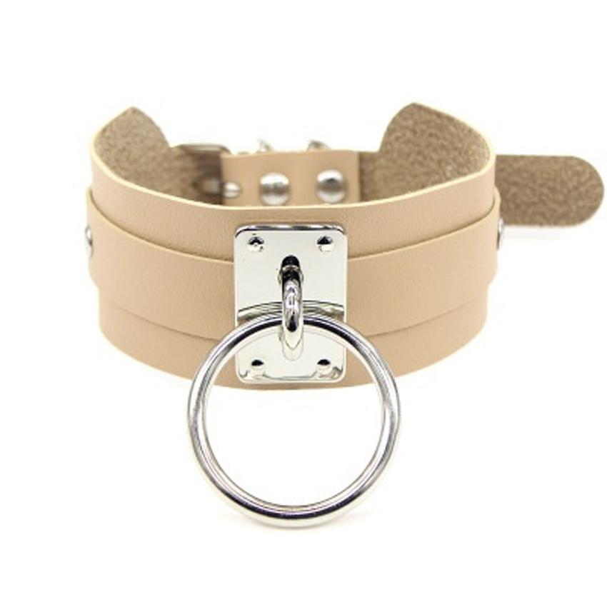 Cool Oversized Choker Fetish Argintiu/Aur O Metal Punk Stil Retro Guler din piele Bondage Sub BDSM Harness Colier