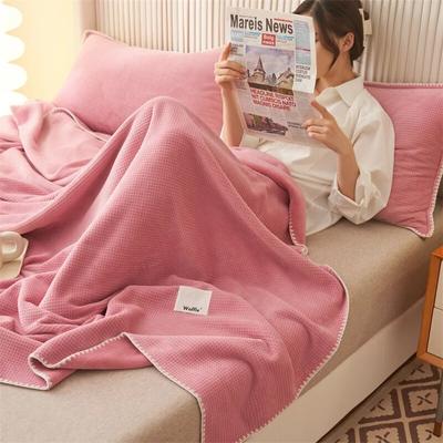Blankets Wool Feeling Waffle Soft Summer Luxury Style Throws Double-layer Multi-functional Composite Air-conditioning Quilts