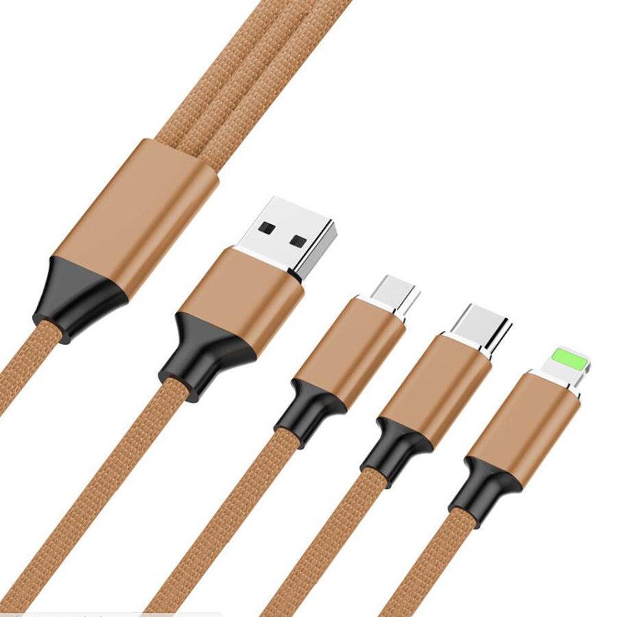 

Кабель Новый Зарядный 3 В 1 Micro Usbtype C Многофункциональный Кабель для Быстрой Зарядки кофейный