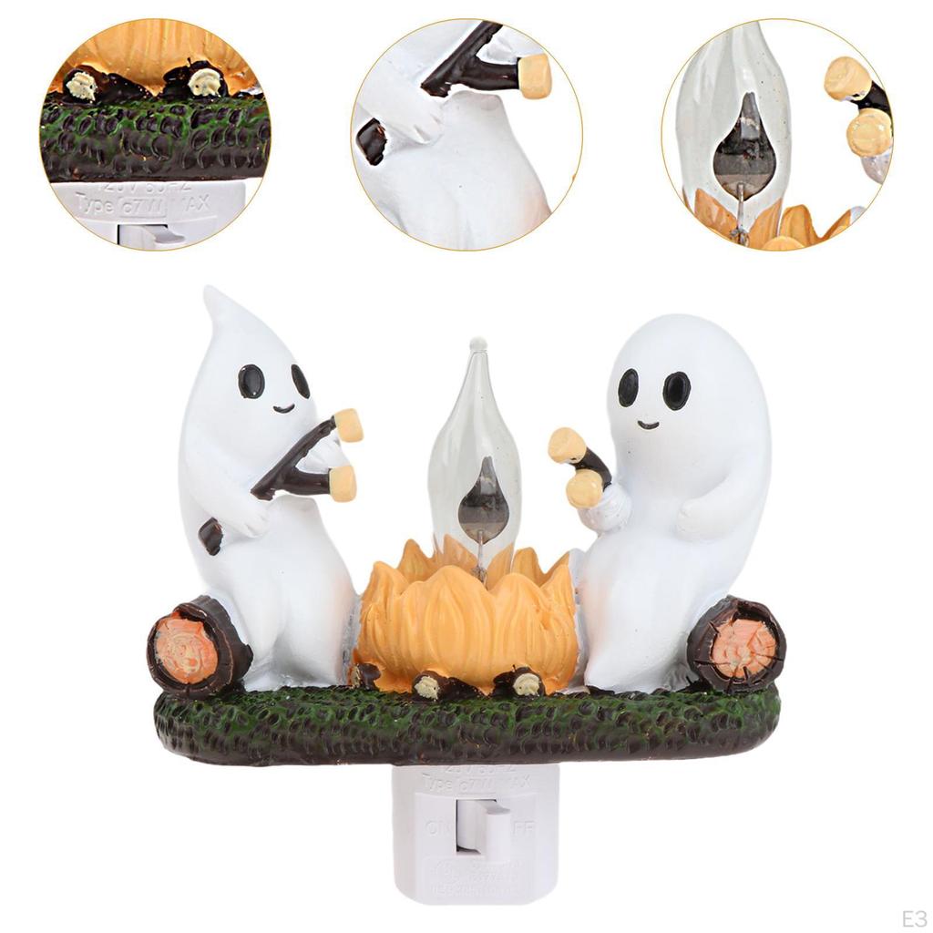 Spirit Campfire Flickering Night Light Decorative LED for Indoor Bedroom Home Black