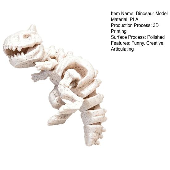 3D Printed Mini Skeleton Dinosaur Model Articulating Dinosaur Figurine Collectible Desktop Decoration for Kids Teens Adults