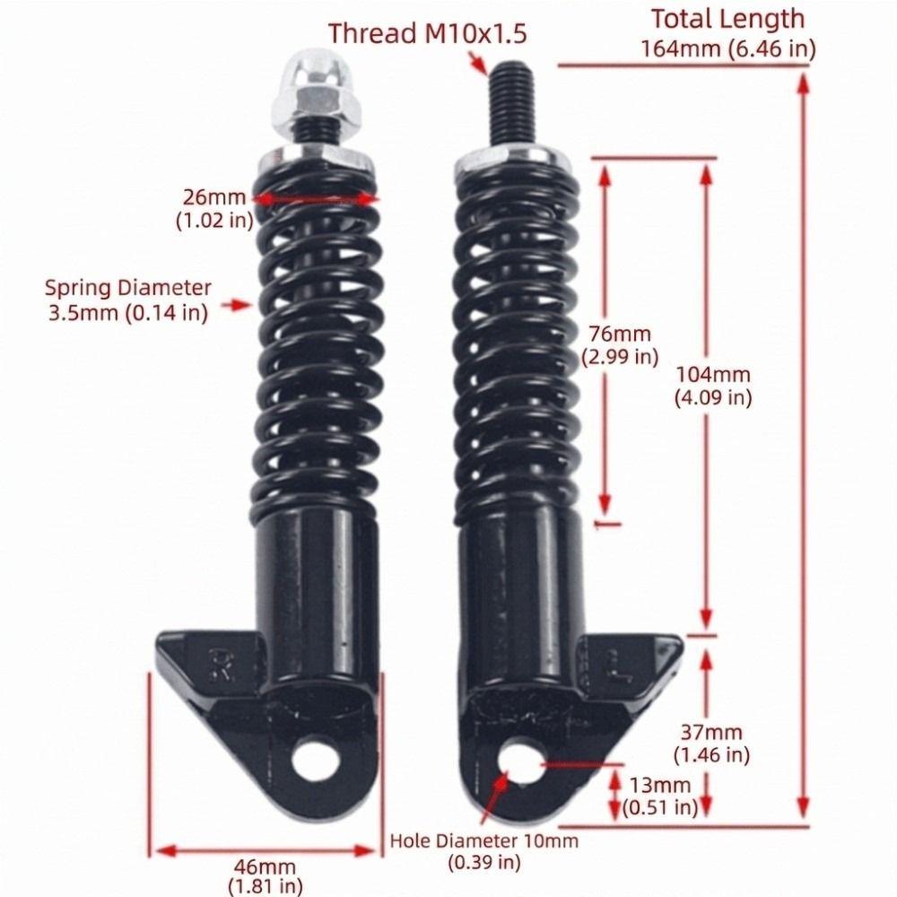 1 Pair Black Hydraulic Spring Shock Absorber Aluminum Hydraulic Front Shock Absorber Electric Bike