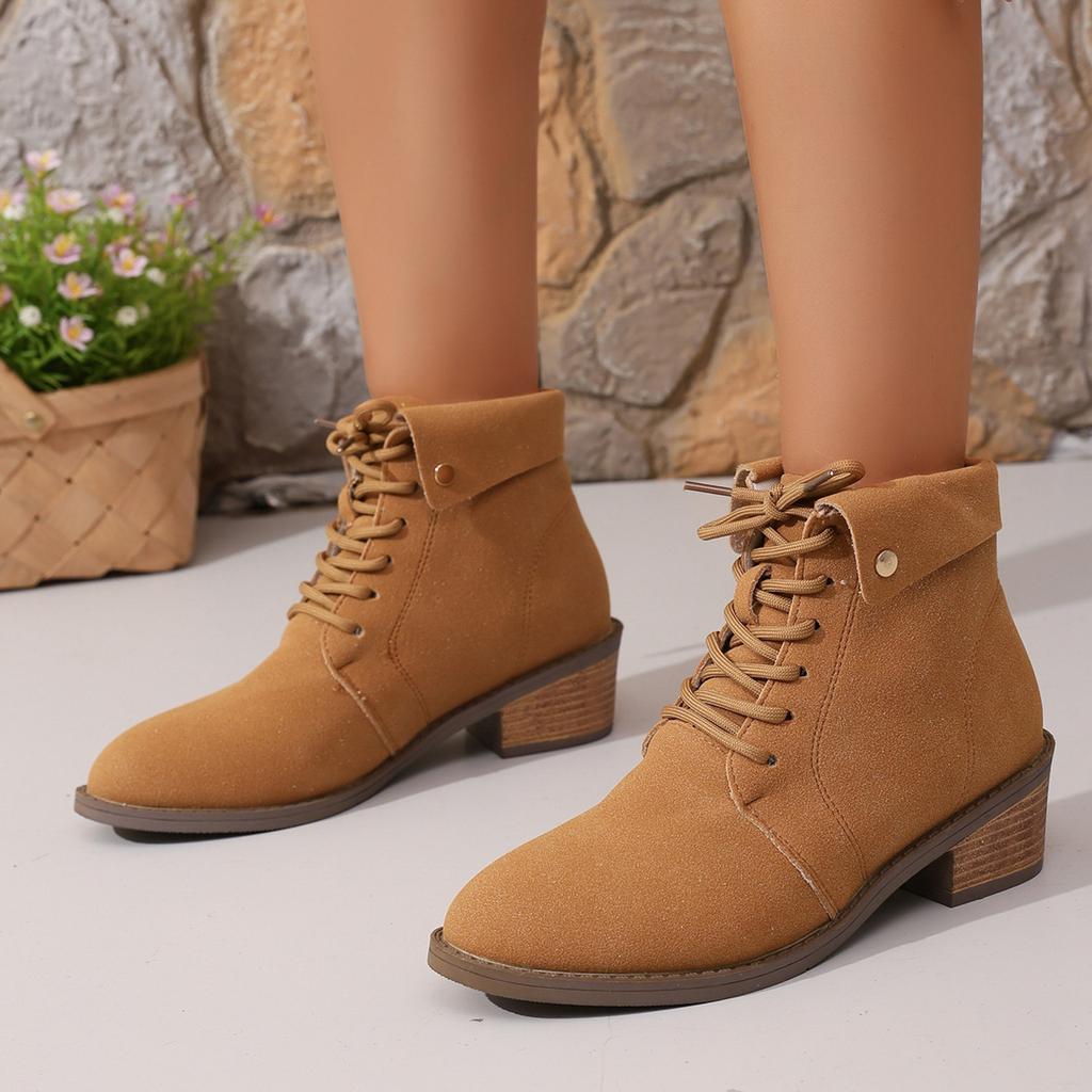 Women'S Fashion Boots Thick Heel Pointed Toe Strap Versatile And Comfortable Shoes Womens Winter Boots Botas Invierno Mujer