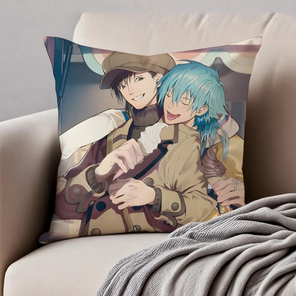Dark BL Japanese Anime DDramatical Murder Cushion Cover Pillowcase Antidustmite Invisible Zipper Short Plush Sofa Cushion
