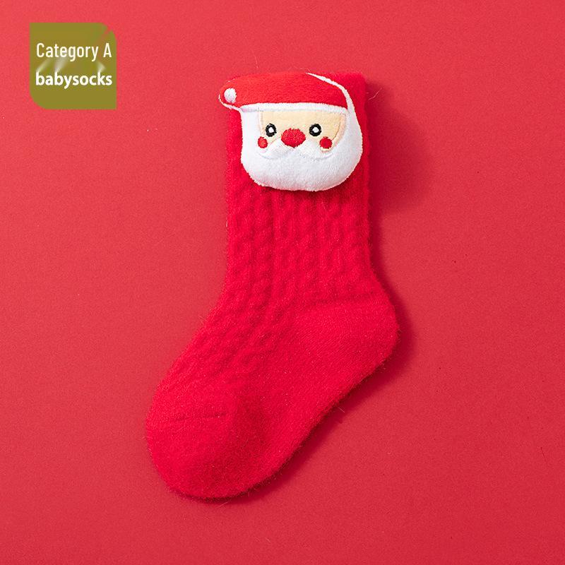 Cozy Christmas Fleece Socks for Newborns and Toddlers, Warm and Festive Red for Boys and Girls.