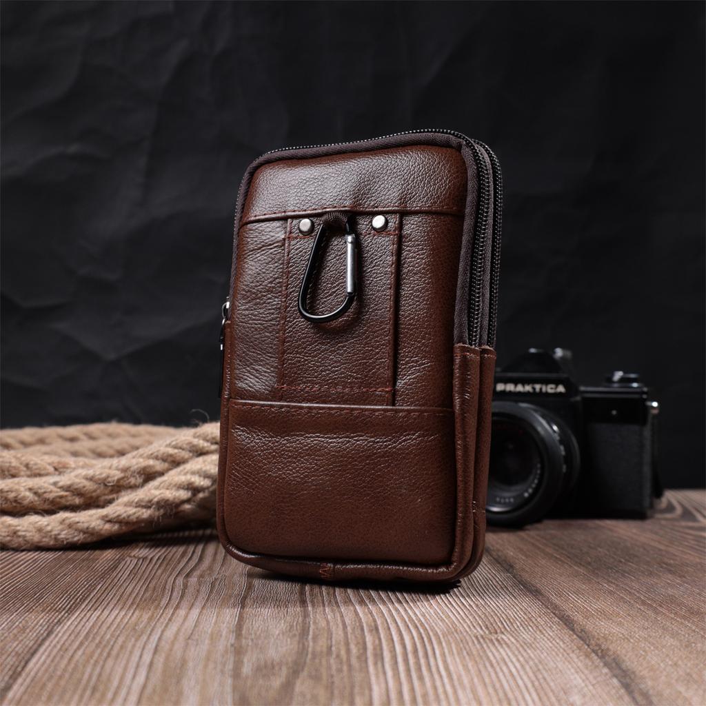 Herrentasche mit zwei Fächern aus echtem Leder VINTAGE Bag 22738 Braun