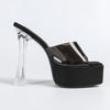 MCLUBGIRL  Crystal Thick Heel Square Transparent Word With High Heel Cool Slippers Skirt Fairy Shoes Catwalk Performa LFD-3640-3