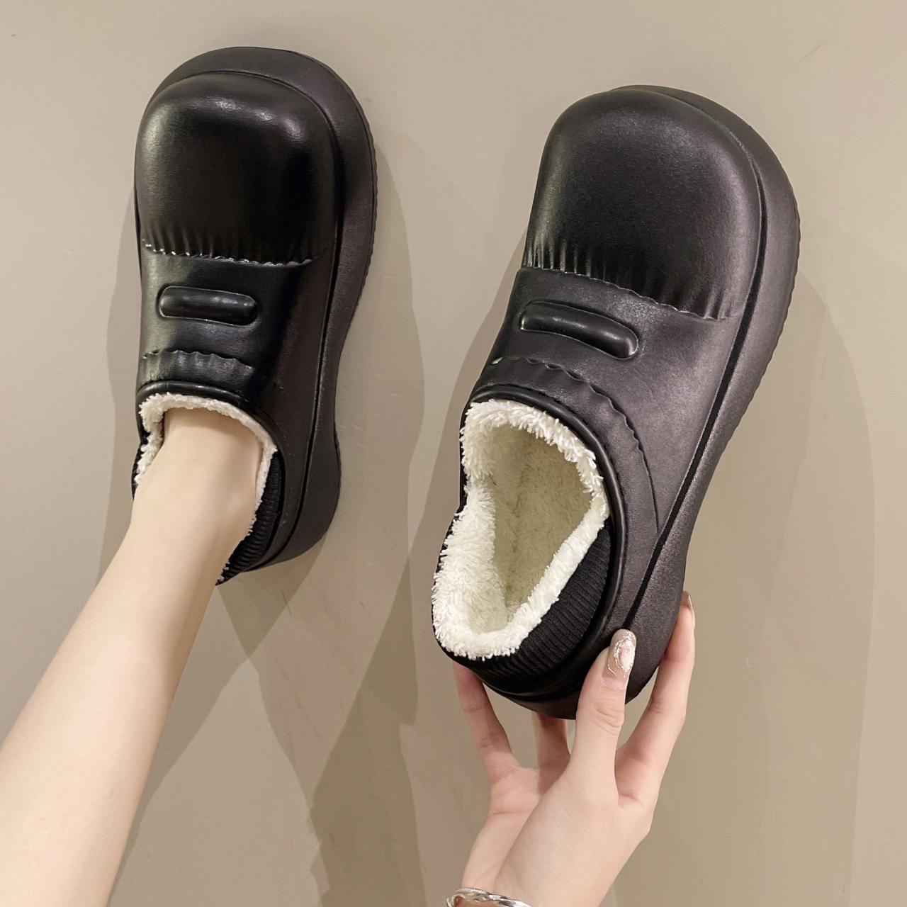 

Зимние хлопковые тапочки женские домашние мягкие толстые каблуки нескользящие водонепроницаемые теплые плюшевые тапочки для дома хлопковые тапочки 40-41