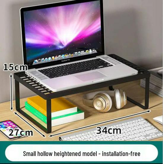 Adjustable Desktop Monitor Riser & Laptop Cooling Stand with Storage & Keyboard Tray