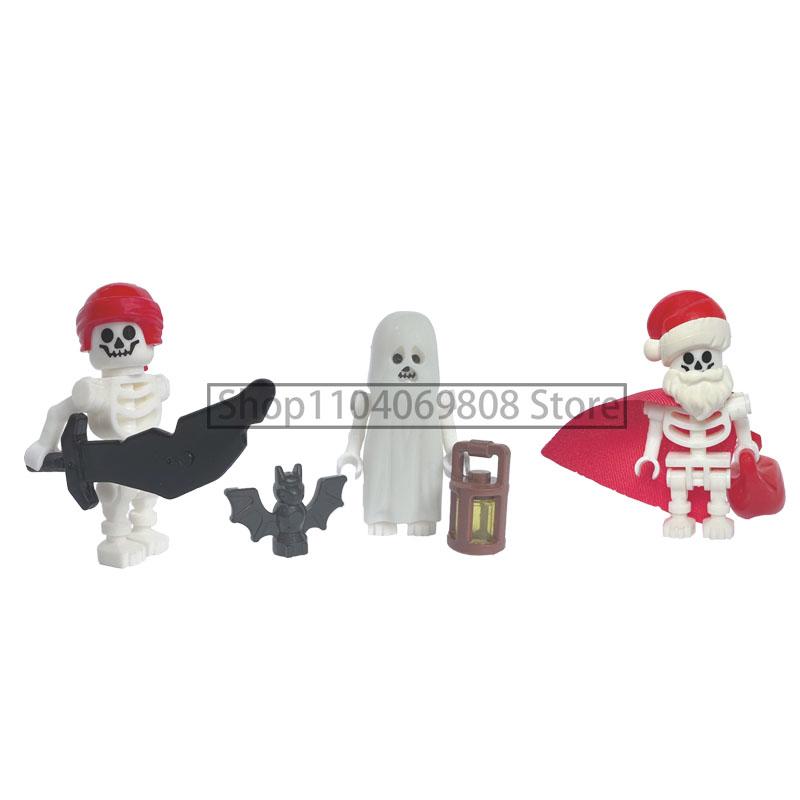 MOC Halloween Building Blocks Skeleton Army Knight Figures Flame Horse Medieval Vampire Furniture Assembly DIY Bricks Toys Gifts
