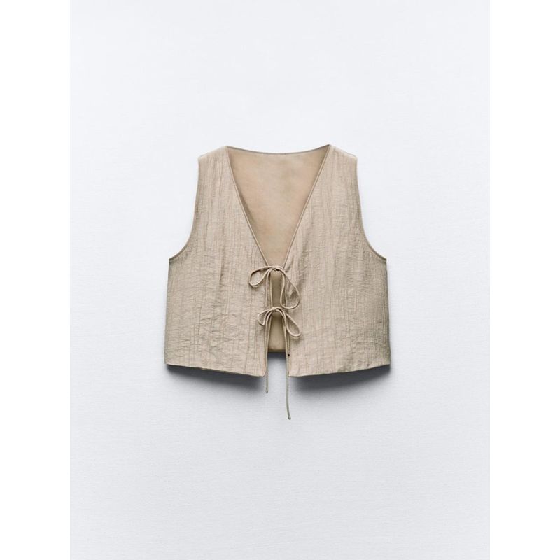 Za2024 Summer New Product Women's Clothes Shoelace Vest 8338772 753 Textured Dress 4764409 753