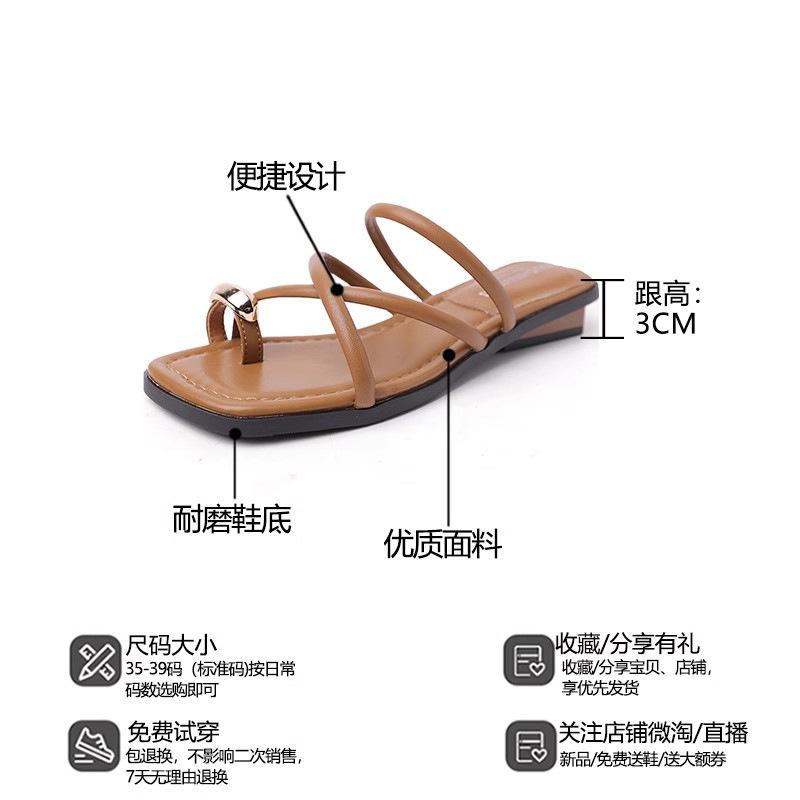 Women wearing sandals in the summer of 2025 new casual thick heel Roman sandals women's toes Internet celebrities low heel beach models