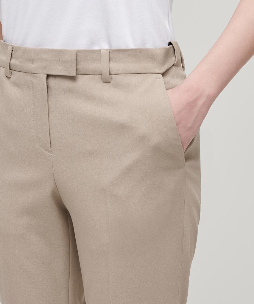 MUSINSA STANDARD WOMAN Women'S Slim Straight Hidden Elastic Waist Slacks [Beige]