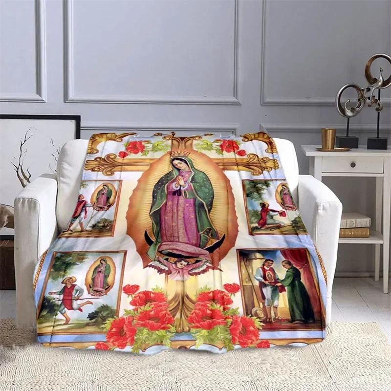 Jesus and The Virgin Mary Print Blanket Faith Religious Blanket Soft Warm Throw Blanket Sofa Bedding Birthday Gifts Blanket
