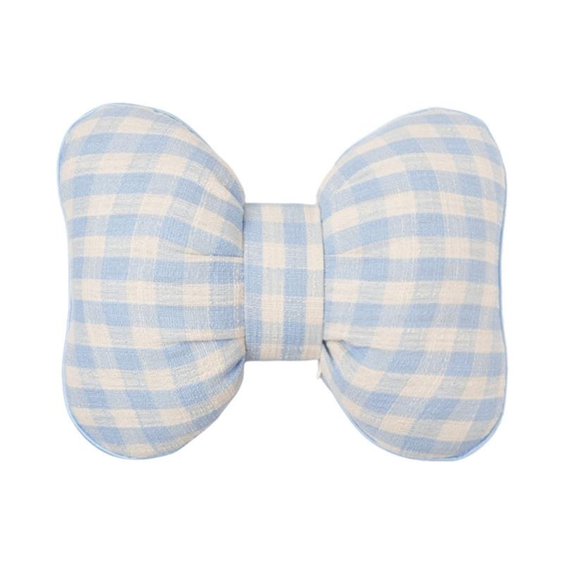 Checkered Bowknot Design Lumbar Support Pillow Car Neck Headrest Automotive Comfort Accessories for Long Drives