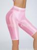 Thin Transparent Oil Glossy Mesh Red Shorts Sexy Yoga Sports Shorts High Elasticity Fashion Sexy Women  New Shorts Gk3Y
