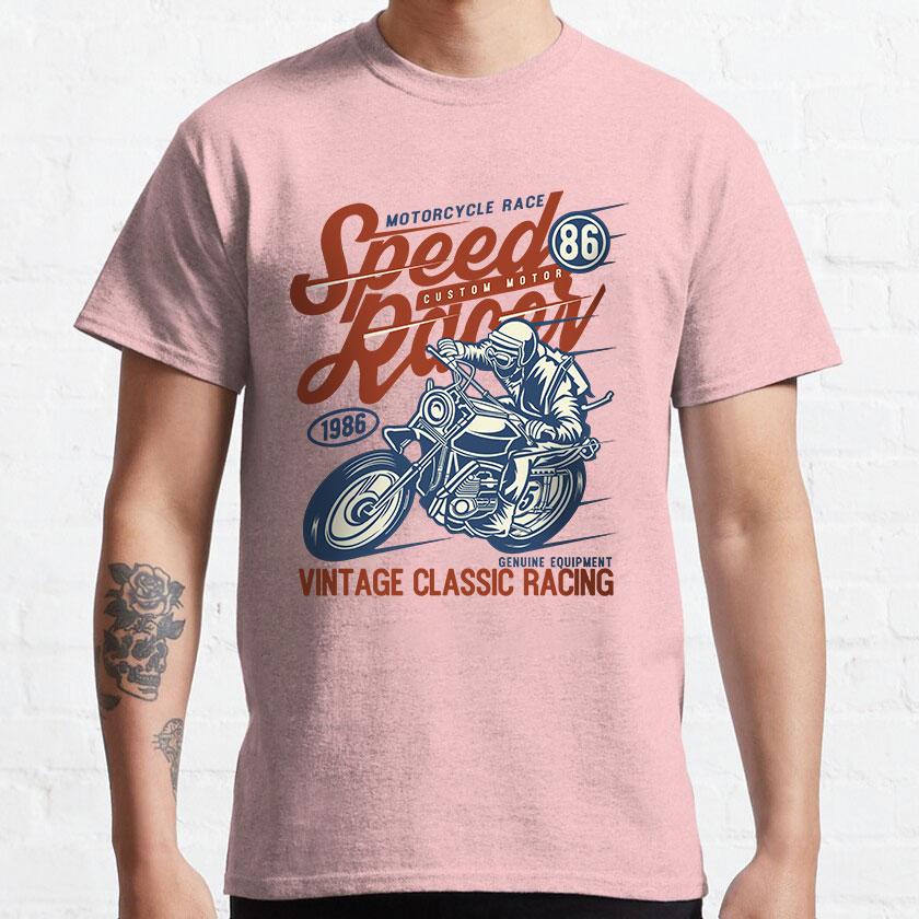 Speed Racer Vintage Classic Motorcycle Racing Genuine Equipment Motor Bike Printed T Shirt 100% Cotton  Plus Size Men's Clothing