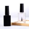 1PCS 15ML Black Lid Square Small Shaped Empty Glass Nail Polish Clear Bottles With Balck Cap And Soft Brush For Travel And Home