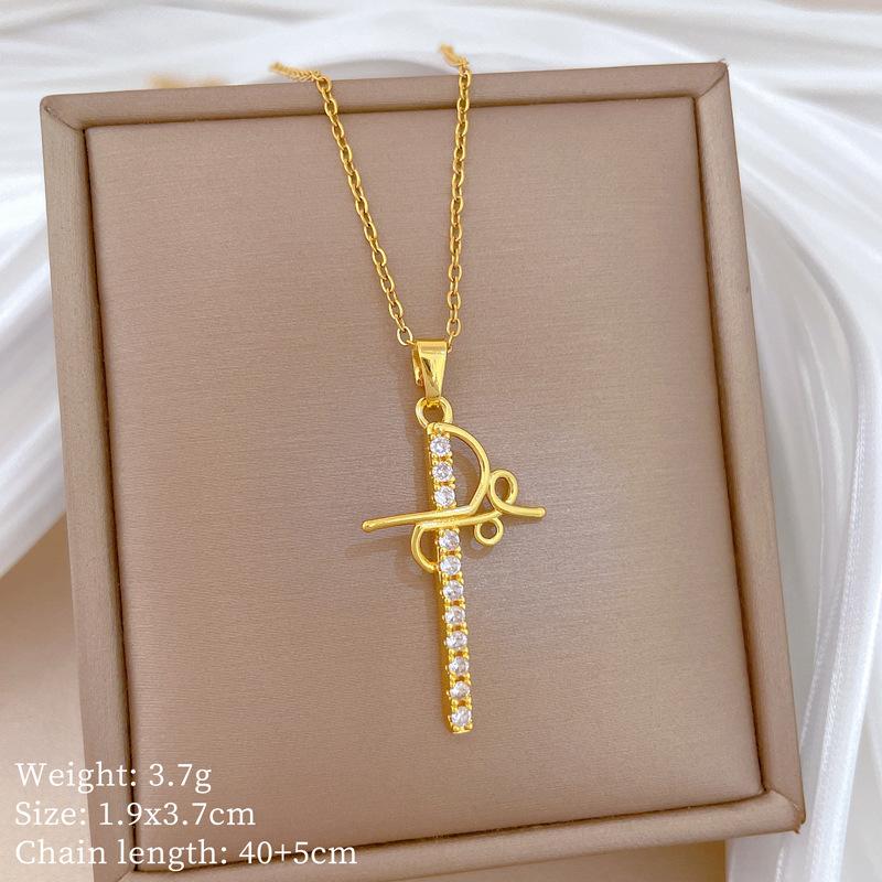 Kupfer-Mikro-Intarsien Leichter Luxus Mode Persönlichkeit Temperament Wunderschöne Voll-Diamant-Halskette Damen Vielseitige Schlüsselbein-Kette Titanstahl