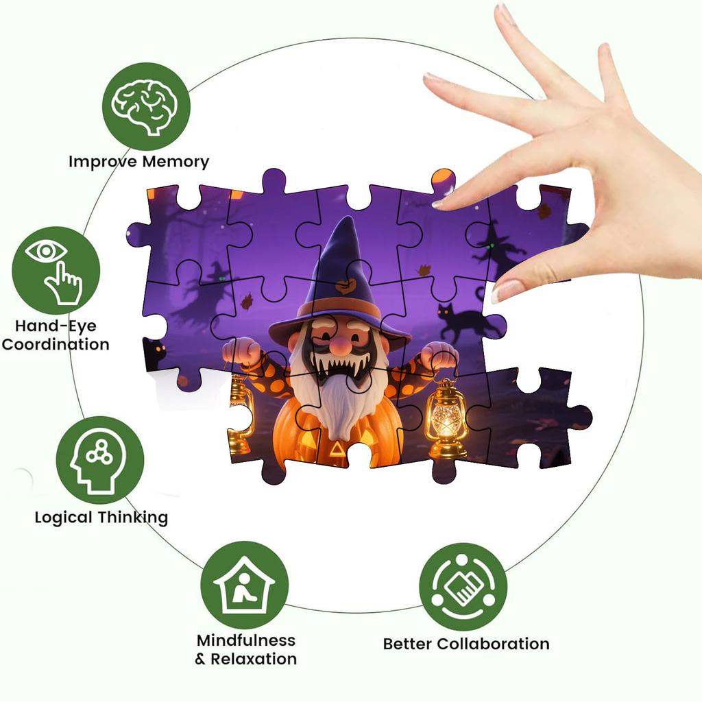 Søte bilder av Halloween-puslespill, Puslespill, Familiepedagogiske spill, Familiemalerier til dekorasjon.