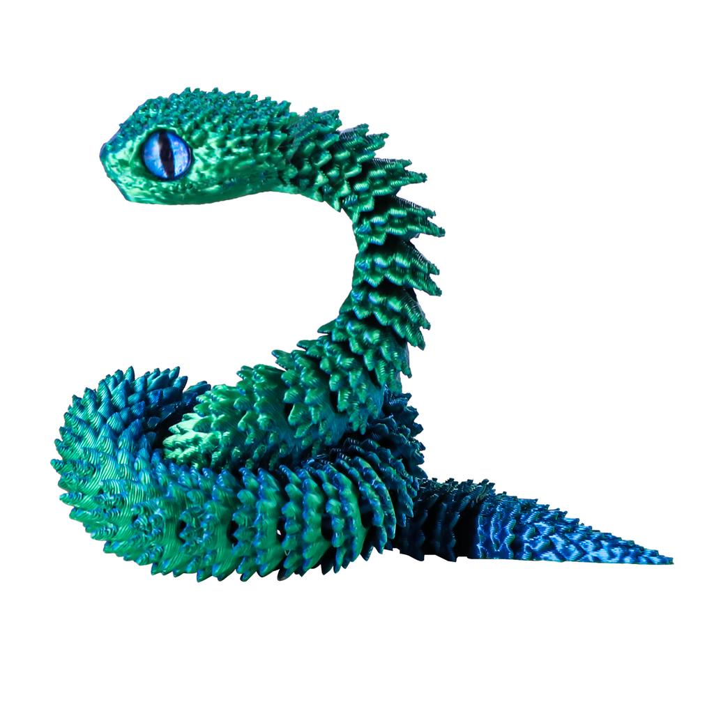 3D Printed Flexible Snake Toy 30Cm- Movable Joints, Adhd Fidget Desk Pet, Realistic Animal Figurine For Home Office Decor & Gift