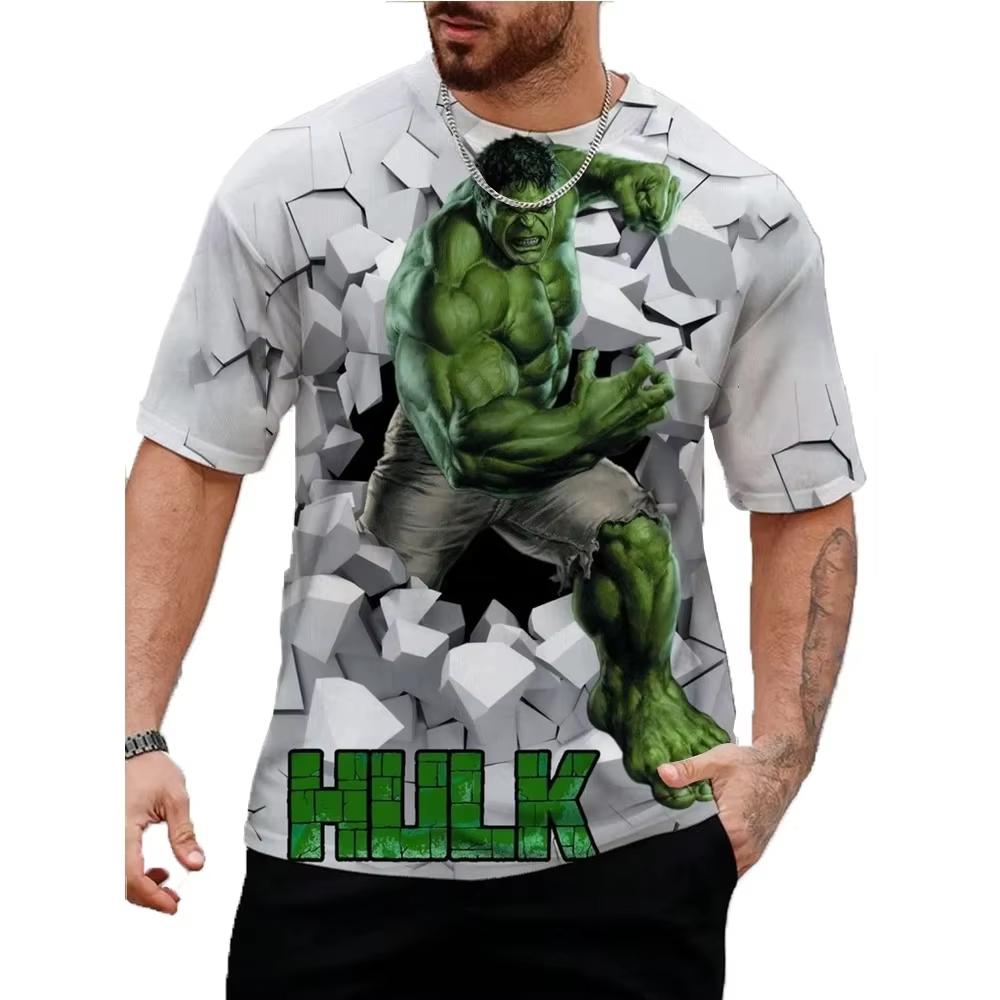 Hulk 3D Kreskówkowy T-shirt Męski Letni Nowy Krótki Rękaw 3D Nadruk Codzienny Okrągły Dekolt Sportowy T-shirt Uliczny Męskie Góry Ubrania