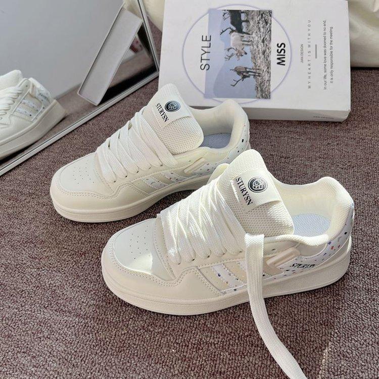

thick-soled beige bread shoes spring new Hong Kong style niche original leisure sports board shoes size 35 белый