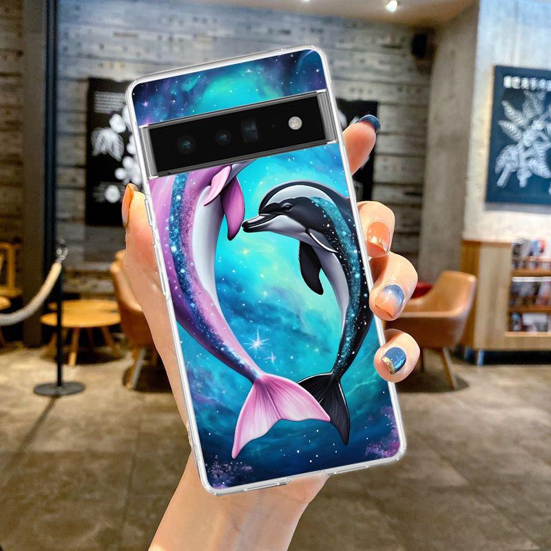 Etui Pokrowiec na Telefon dla Google Pixel 9 8 7 6 5 4 4XL 7A 6A 5A 4A 3A Pro XL Przezroczyste Miękkie Powłoka TPU Ocean Słodki Delfin Żółw Morska