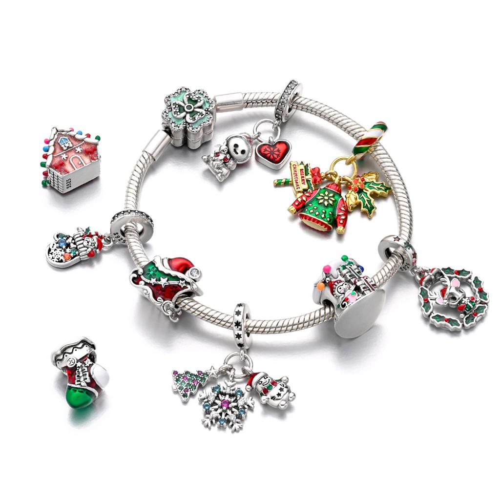 Newcopper Santa Claus Elk Socks Christmas Charms Beads Fit 3Mmoriginal Bracelets Diy Party Jewelry Festival Gifts