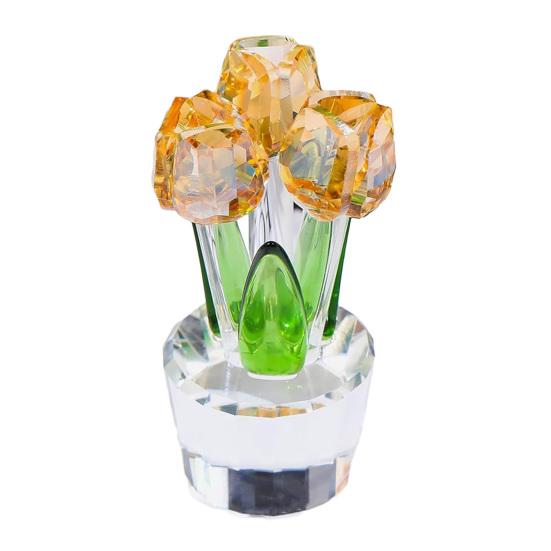 Faux Crystal Tulip Figurine Collectible Clear Tulip Flower Ornament Glass Flower Bouquet Gifts for Valentine's Day Birthday Women Girlfriend Wife