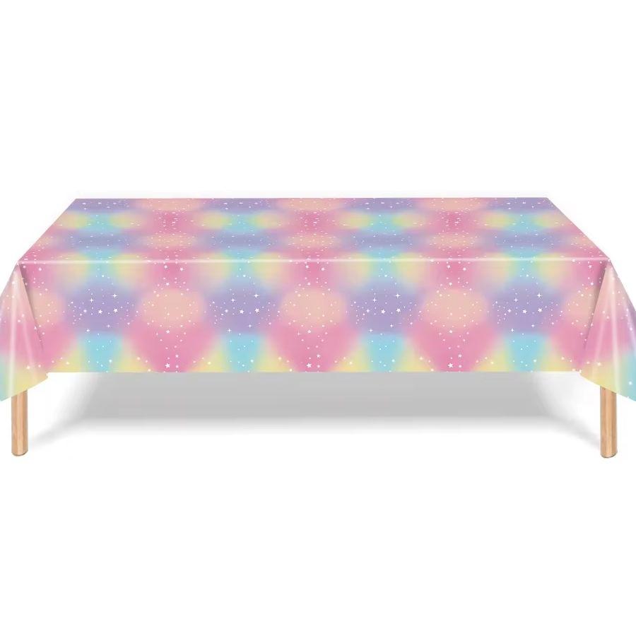 Rainbow Party Supplies Macarons Stars Pink Birthday Napkin Plate Cup Balloon For Girls Wedding Pastel Birthday Party Decor
