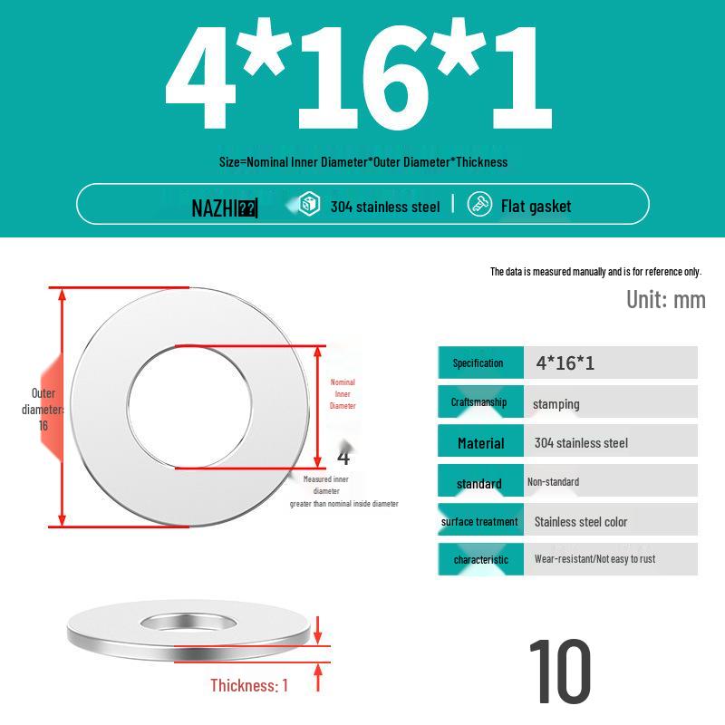Thickened 304 Stainless Steel Flat Washer Spacer (M4-M8)