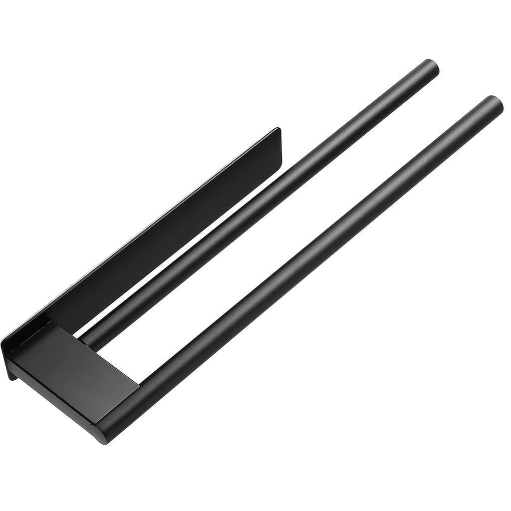 Bathroom Towel Racks No Drill Double Adhesive Towel Bar Stainless Steel Black 39 CM Towel Rack for Bathroom and Kitchen