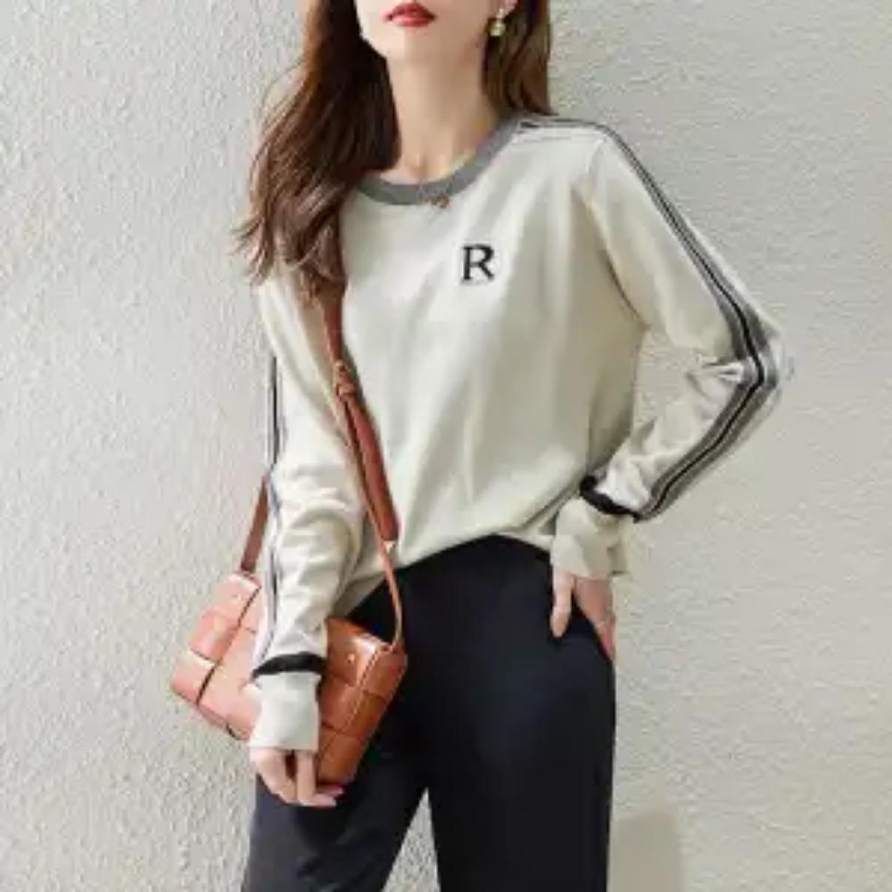 

Женский вязаный свитер с длинными рукавами, свитер свободного кроя, короткий топ, осень и зима, высококачественная женская базовая рубашка XL бежевый