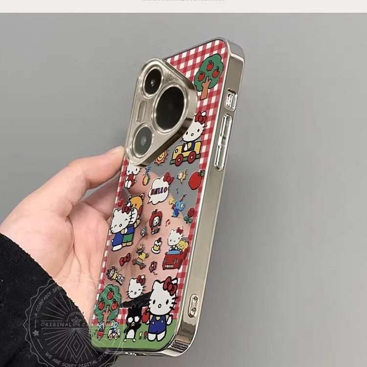 Applicable to Huawei pura mobile phone case, new high-end premium sense ppro cute shell, red plaid KT cat