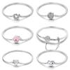 New In 925 Silver Snake Chain Heart-Shaped Zircon Lock Bracelets Fit Pan Charms Beads Fashion DIY Jewelry Gift Making