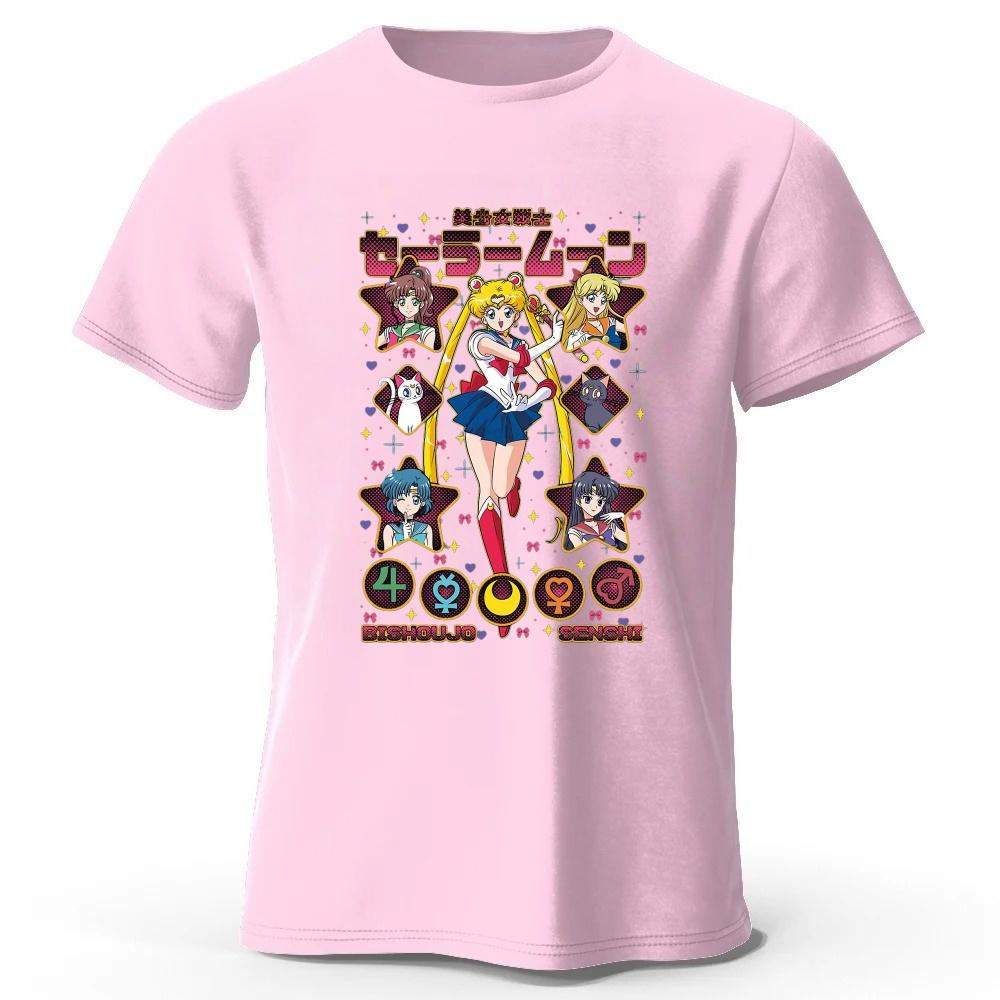 Sommer Neues Sailor Moon Retro Stil Reines Baumwoll T-Shirt Herren Damen Tägliche Mode Lässig Bequem Übergröße Kurze Ärmel