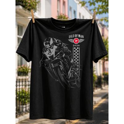 T-shirt Homme Style Course Moto Isle of Man 2026 Design Graphique Vêtement Été et Printemps pour Passionnés de Moto Coupe Ample Col Rond Mode