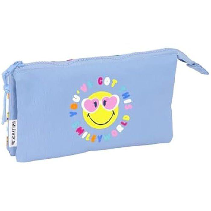Trousse Triple - SAFTA - Smiley World Joyful - Tissu Recyclable - Idéale Scolaire - Mixte