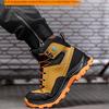 Men's Steel Toe High Top Work Boots Comfy Non Slip Vintage Lace Up Shoes for Men's Outdoor Work Out Activities Men Safety Shoes
