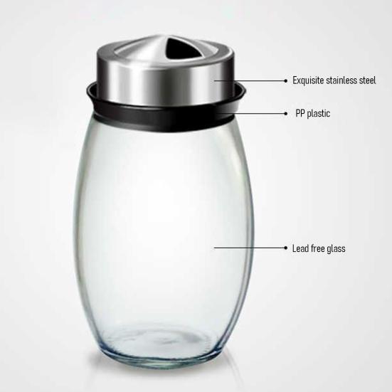 7-Piece Spice Jar Set Rotating Glass Seasoning Bottles with Lids Storage Rack for Salt Sugar Pepper Kitchen Counter Organizer