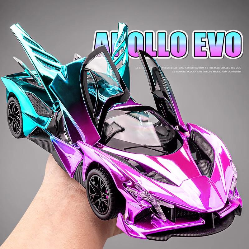 1/24 Apollo Project EVO Electroplated Sports Car Alloy Model Diecast Metal Racing Car Vehicles Home Trendy Toy Decorations Gifts
