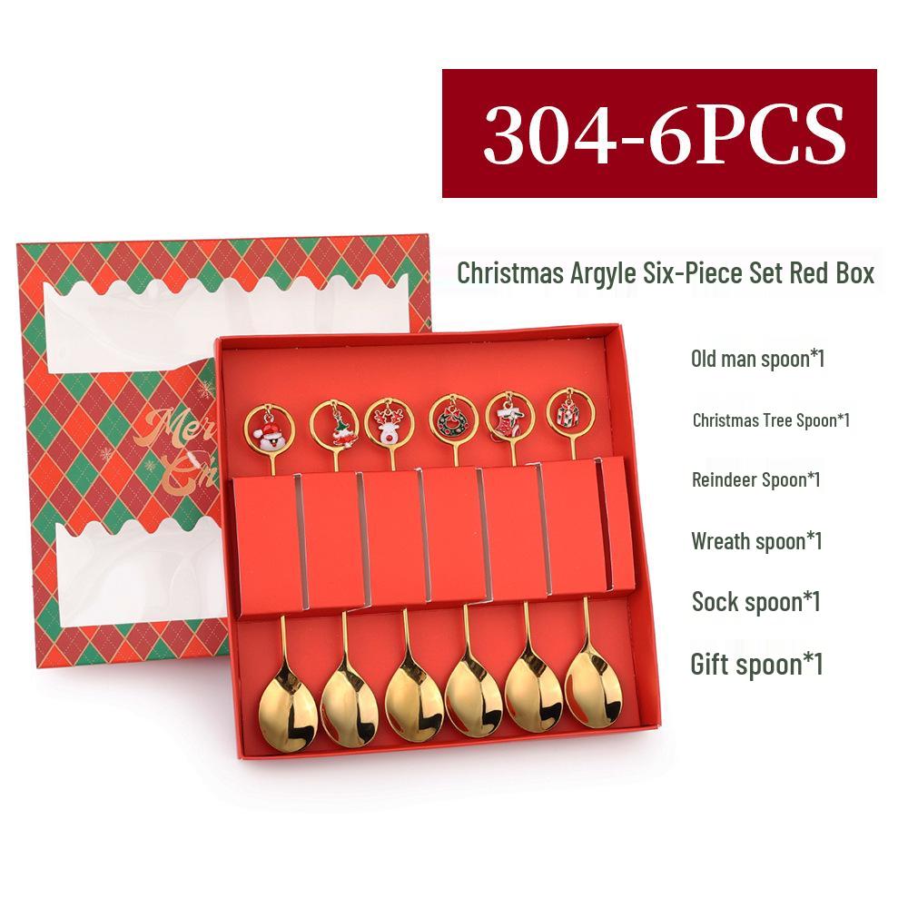 J Creative Christmas Reindeer Spoon & Fork Set - Cute Dessert & Coffee Stirring Gift