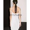 MD Summer New Arrival Women's Clothing Vacation Style Creamy-white Square Collar Open Back Sling Dress Vest Dress 6620530