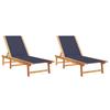 VidaXL Chaises longues lot de 2 bleu bois d'acacia solide et textilène, lit de soleil, lit de repos, chaise longue 3279250